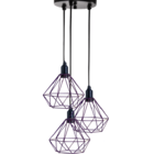 Lustre Pendente Triplo Aramado Diamante Pequeno (roxo)