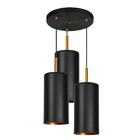 Lustre Pendente Triplo Bilboquê Cilindrico Preto Com Cobre
