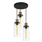 Lustre Pendente Triplo Château Cilindrico Vidro Preto Cobre