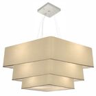 Lustre Pendente Triplo Quadrado Md-4165 Cúpula Em Tecido Algo