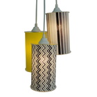 Lustre Pendente Triplo Zig Zag Cinza, Preto E Amarelo