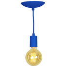 Lustre Pendente Tubo Cilindro Alumínio Azul Fio 1.20m