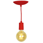 Lustre Pendente Tubo Cilindro Alumínio Vermelho Fio 1.20m