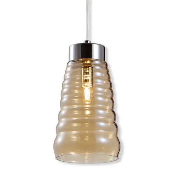 Lustre Pendente Vidro Âmbar 1xe27 Moderno Alam 20cm