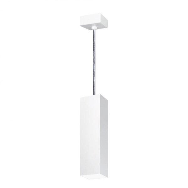 Lustre Pendente Viena Quadrado 30cm Woods Branco Fosco