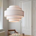 Lustre Pendente Vivare Md-4391 Cúpula Em Tecido Branca - Bivo