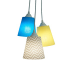 Lustre Pendenteteto Chevron Cinza, Turquesa E Amarelo Bivolt