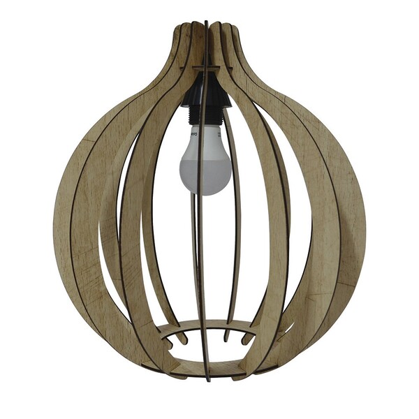 Lustre Pêndulo De Teto Luminária Pendente Madeira Clara C03 -