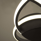 Lustre Plafon Arco Ring Anel Triplo Preto Led 3000k