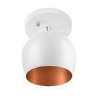 Lustre Plafon Bola 15 Cm Redonda Branco Com Cobre