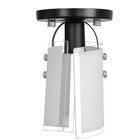 Lustre Plafon Calha Preta De Vidro Base Redonda