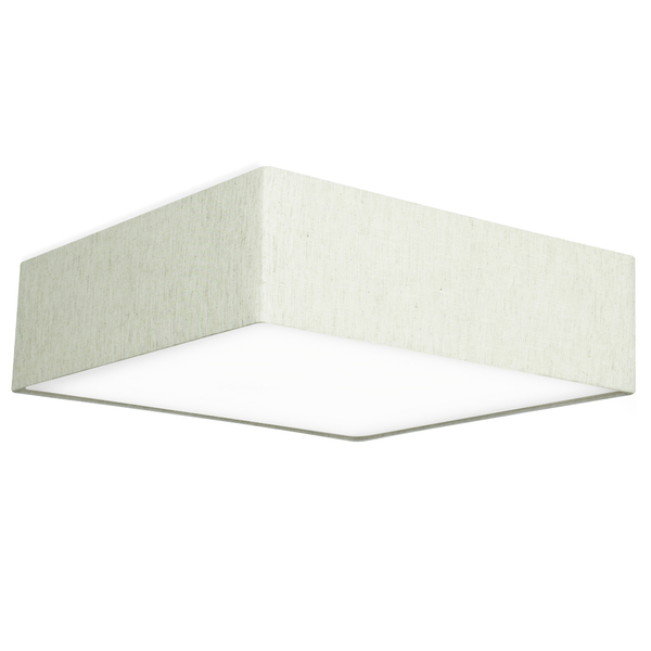 Lustre Plafon Cupula Dome Quadrado 50x15cm Linho Claro