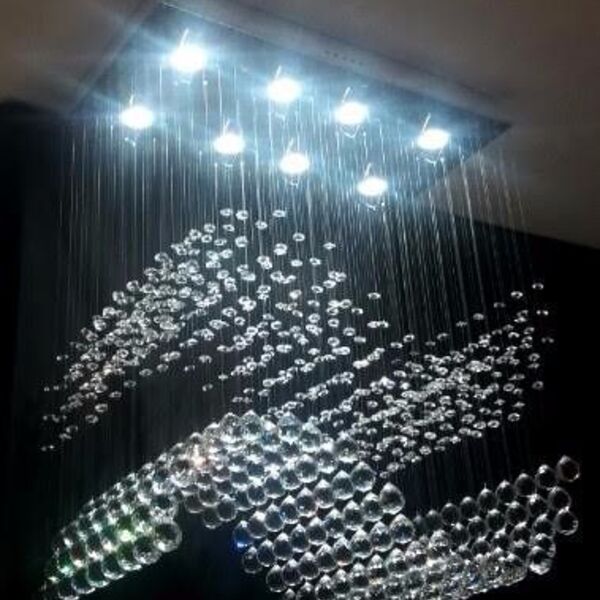 Lustre Plafon De Cristal Legítimo - Onda - Base 60x32 Cm - De