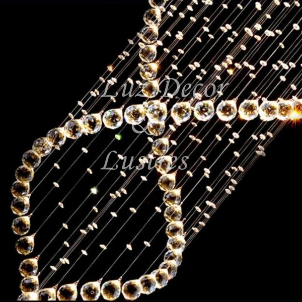 Lustre Plafon Em Cristal Espiral Duplo Com Lâmpadas Inclusas