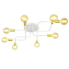 Lustre Plafon Hashtag Branco Com Dourado De 8 Braços