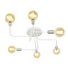 Lustre Plafon Hashtag Branco Com Escovado De 6 Braços