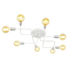 Lustre Plafon Hashtag Branco Com Escovado De 8 Braços