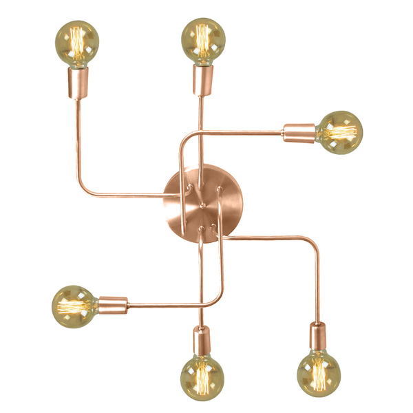 Lustre Plafon Hashtag Cobre De 6 Braços