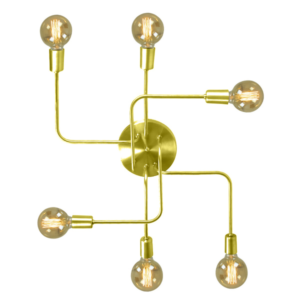 Lustre Plafon Hashtag Dourado De 6 Braços