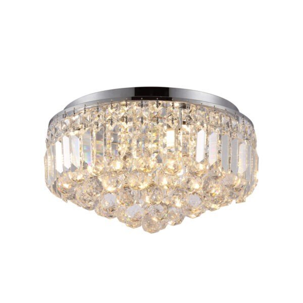 Lustre Plafon Khaleesis 35x21cm Cromado E Cristais Transparen