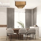 Lustre Plafon Madeira Trinity Quadrado 50cm - 3 Luzes Freijó