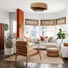 Lustre Plafon Madeira Trinity Redondo 50cm - 3 Luzes Freijó