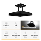 Lustre Plafon Pendente Luminária Luz Indireta 30x30 Preto