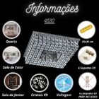 Lustre Plafon Pontos Quadrado De Cristal K9/inox 30x30cm (453