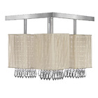 Lustre Plafon Quadclear Organza Quadrado Bege Maravilhoso