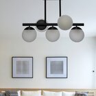 Lustre Preto Vidro Fosco Infinitylux 5 Lâmpadas