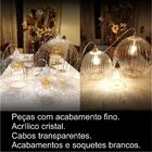 Lustre Quatro Cnidário Ac. Cristal Para Pé Direito Alto