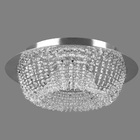 Lustre Redondo Fixo Acrilico Espelhado Com Véu 4 Lampadas (48