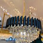 Lustre Redondo Preto E Dourado Com Cristais 8e14 50cm