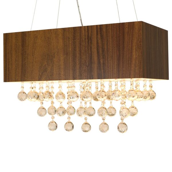 Lustre Retangular Com Cristais 60cm Imbuia