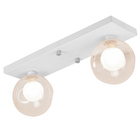 Lustre Retangular Duplo Branco Harmony Bolinha Ambar