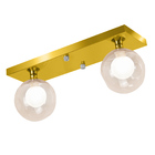 Lustre Retangular Duplo Dourado Harmony Bolinha Ambar