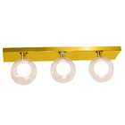 Lustre Retangular Triplo Dourado Harmony Bolinha Ambar