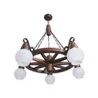 Lustre Roda De Carroça 605e Luminária Rústica 5 Lâmpadas Lumi
