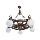 Lustre Roda De Carroça 605e Luminária Rústica 5 Lâmpadas Lumi