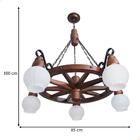 Lustre Roda De Carroça 605e Luminária Rústica 5 Lâmpadas Lumi