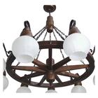 Lustre Roda De Carroça 609e Luminária Rústica 9 Lâmpadas Lumi