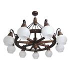 Lustre Roda De Carroça 609e Luminária Rústica 9 Lâmpadas Lumi