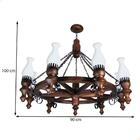 Lustre Roda De Carroça 909e Luminária Rústica 9 Lâmpadas Lumi