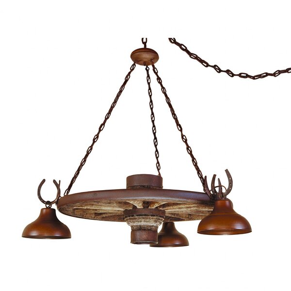 Lustre Roda De Carroça Estância 3l Madelustre Metal Oxidado