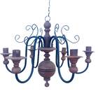 Lustre Rustico Madeira Torneado Ferro Artesanal 6 Lampadas