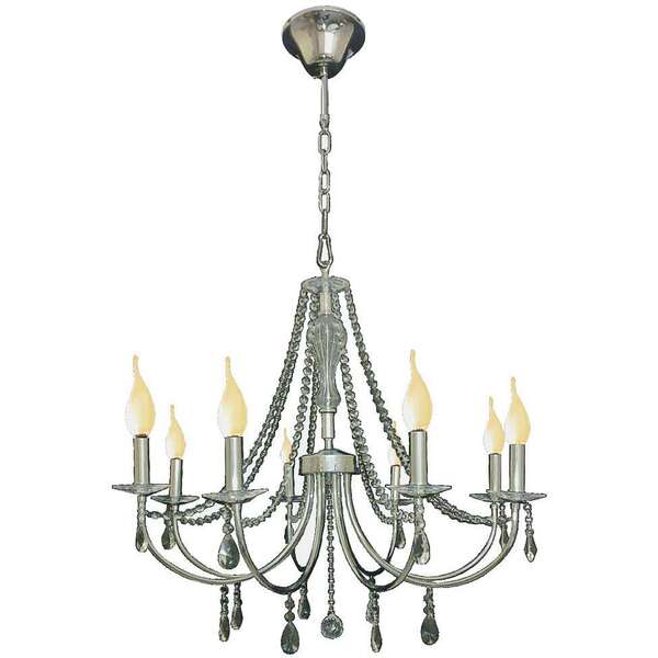 Lustre Sabará Aço Cromado 80cm E-14 8 Lâmpadas Max 60w