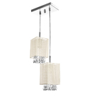 Lustre Sala Cganza Duplo Quadrado Cristal Acrílico Bege