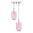 Lustre Sala Cganza Duplo Quadrado Cristal Acrílico Rosa