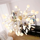 Lustre Sala Led Folhas Moderno 135w 70cm Dourado
