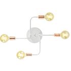 Lustre Sputnik 4 Braços Branco/cobre Quarto Sala Cozinha